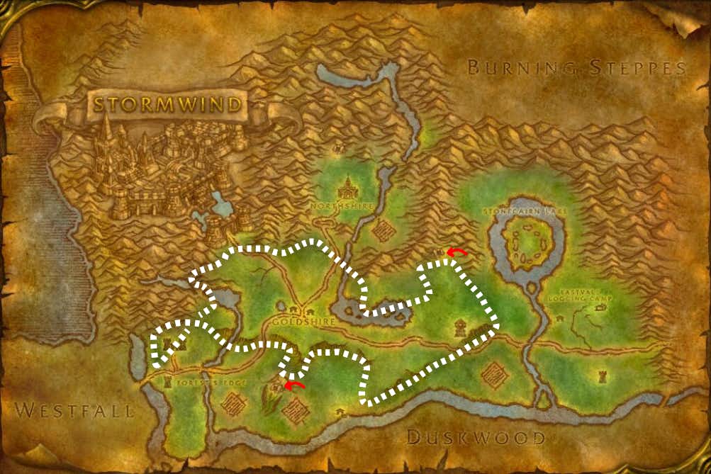 Elvynn Forest Mining Leveling Route